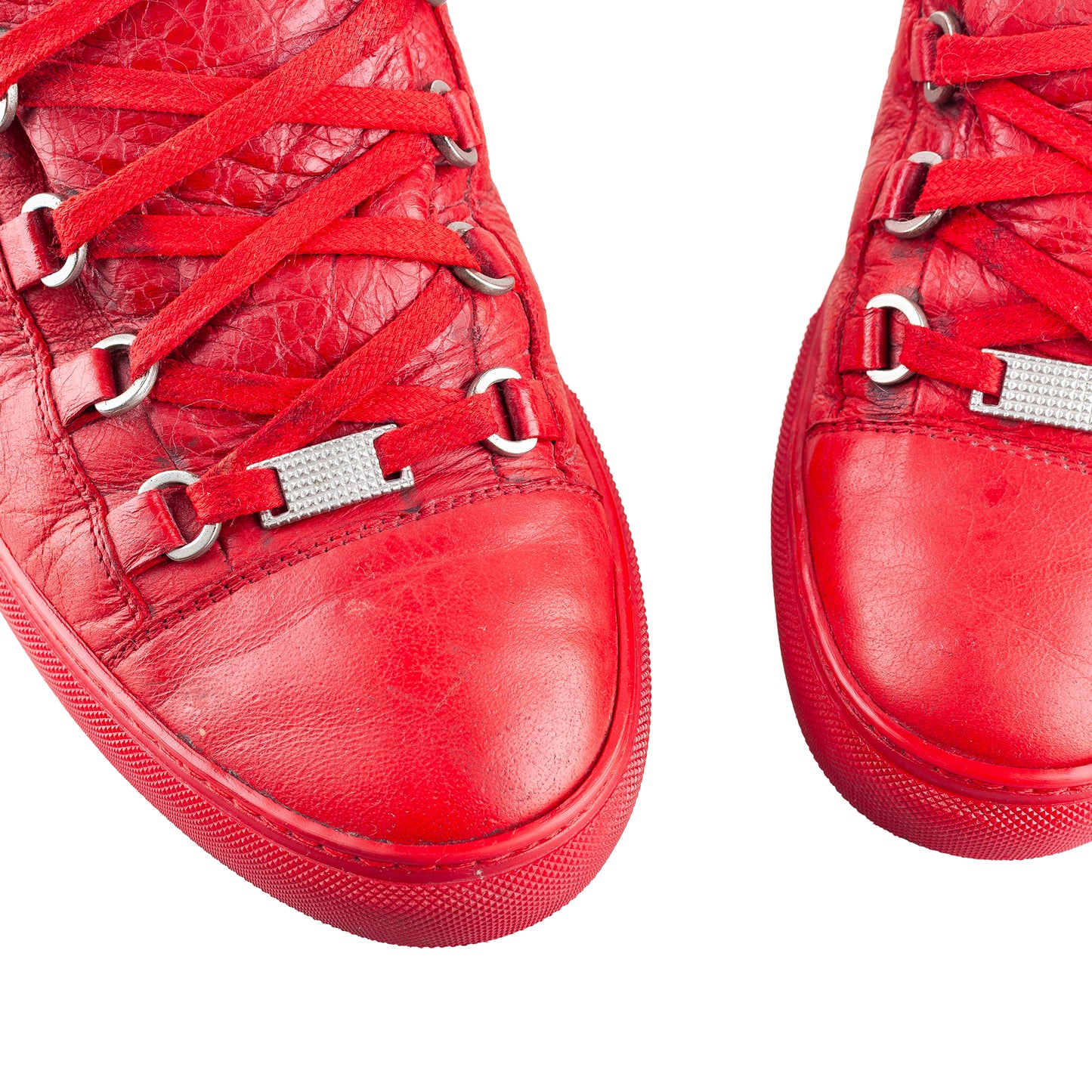Balenciaga Arena High-Top Red Leather Sneakers