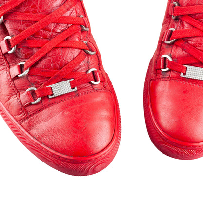Balenciaga Arena High-Top Red Leather Sneakers