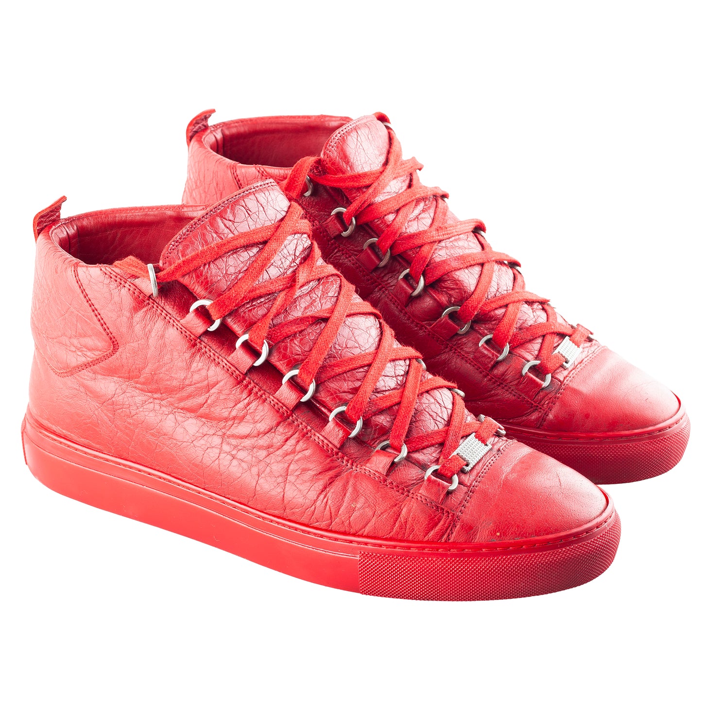 Balenciaga Arena High-Top Red Leather Sneakers
