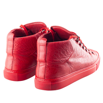 Balenciaga Arena High-Top Red Leather Sneakers