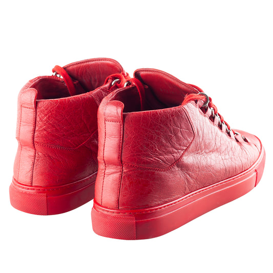 Balenciaga Arena High-Top Red Leather Sneakers