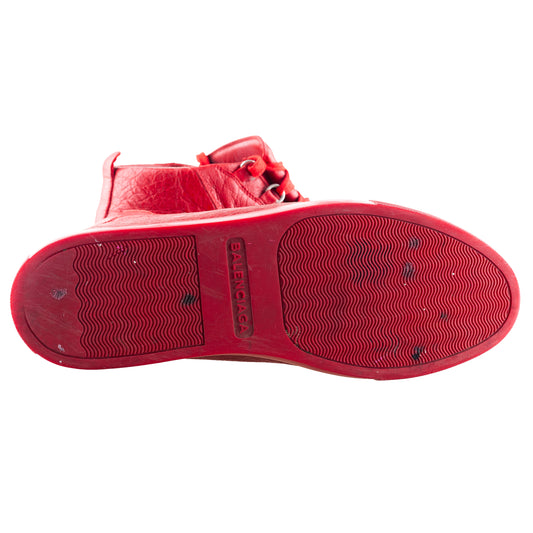 Balenciaga Arena High-Top Red Leather Sneakers