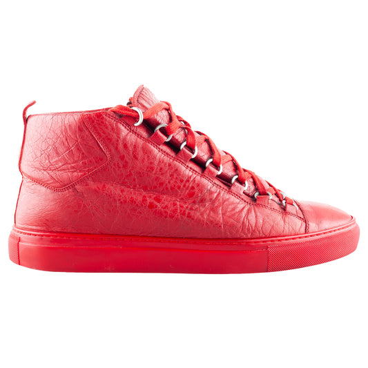 Balenciaga Arena High-Top Red Leather Sneakers
