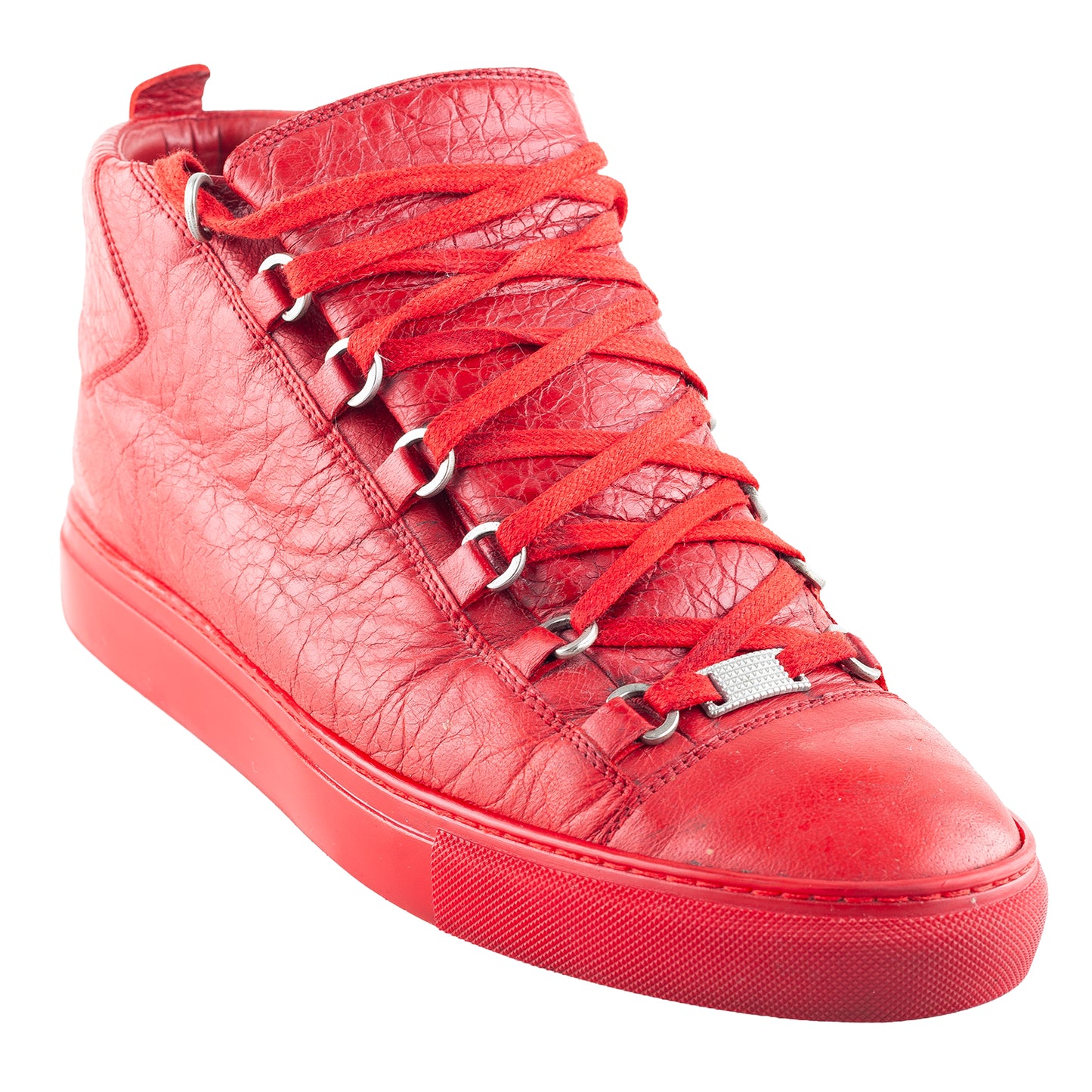 Balenciaga Arena High-Top Red Leather Sneakers