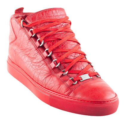 Balenciaga Arena High-Top Red Leather Sneakers