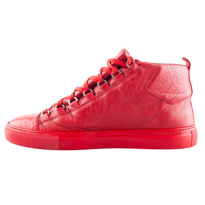 Balenciaga Arena High-Top Red Leather Sneakers