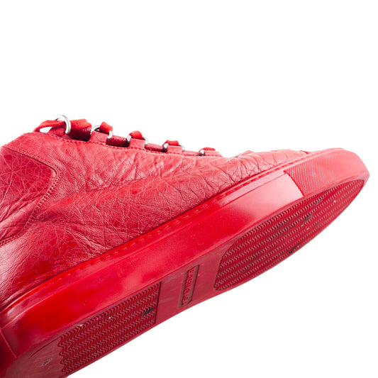 Balenciaga Arena High-Top Red Leather Sneakers