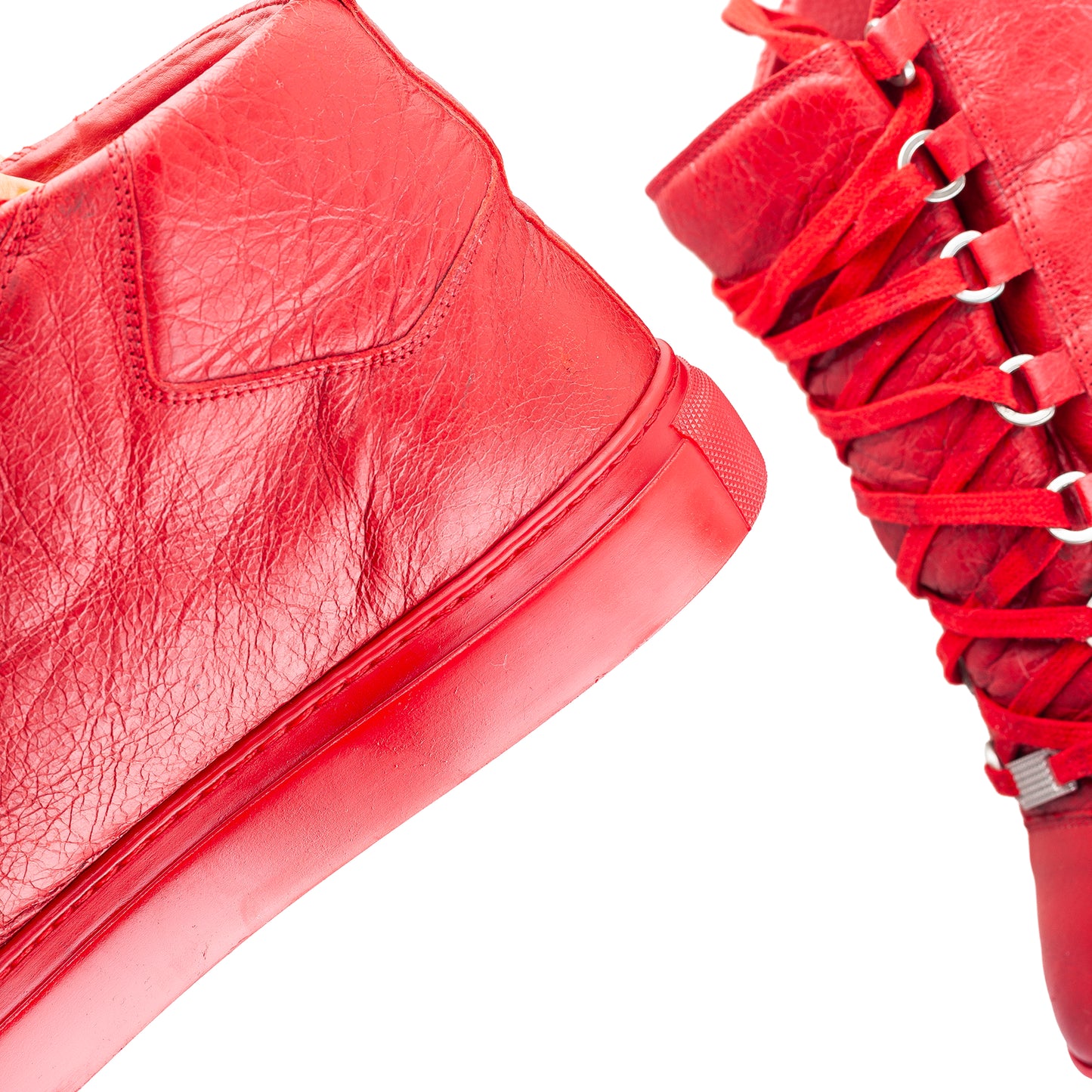 Balenciaga Arena High-Top Red Leather Sneakers