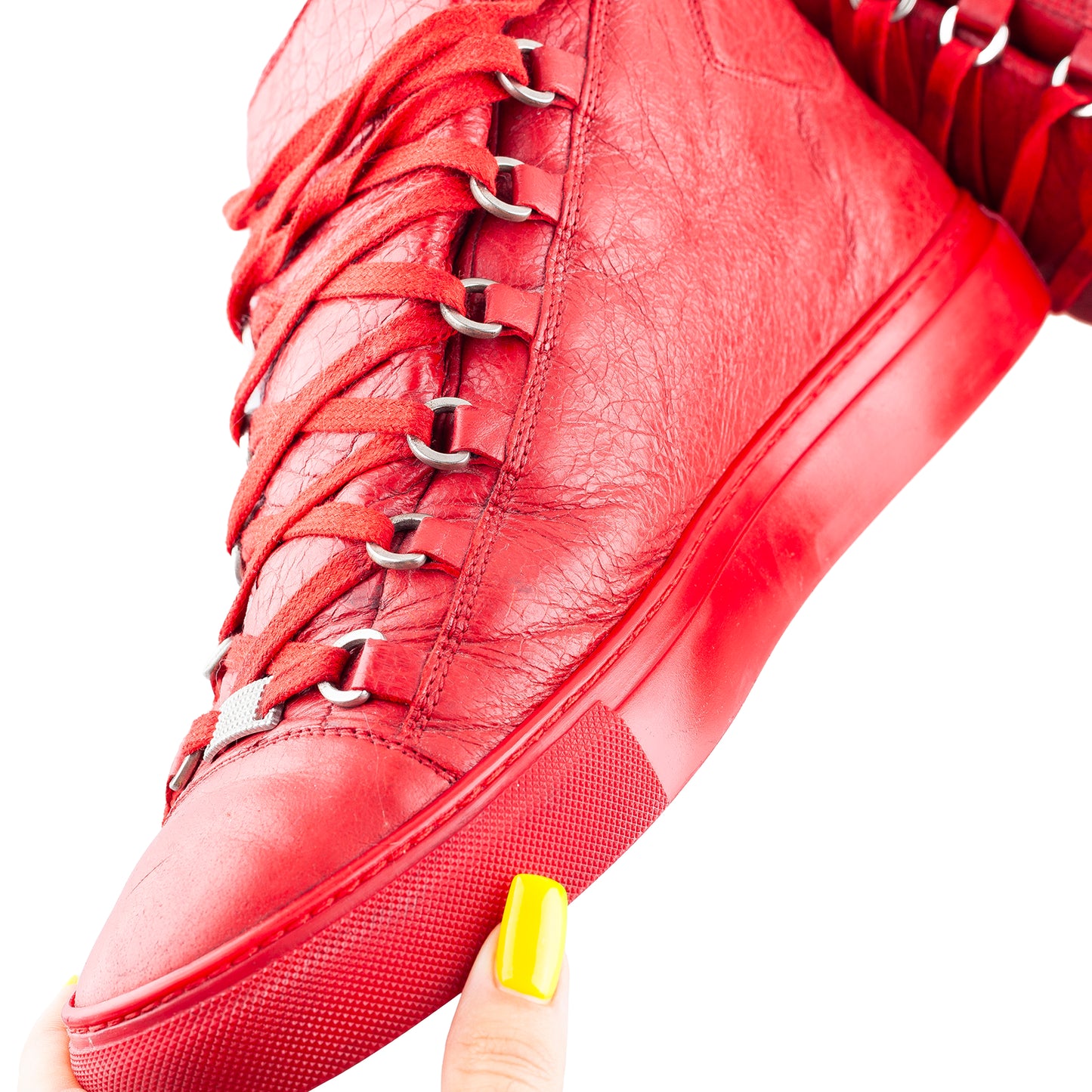 Balenciaga Arena High-Top Red Leather Sneakers