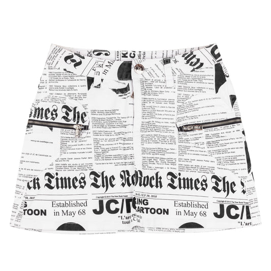 Rare JCDC by Jean Charles de Castelbajac Newspaper Print Mini Skirt White Black