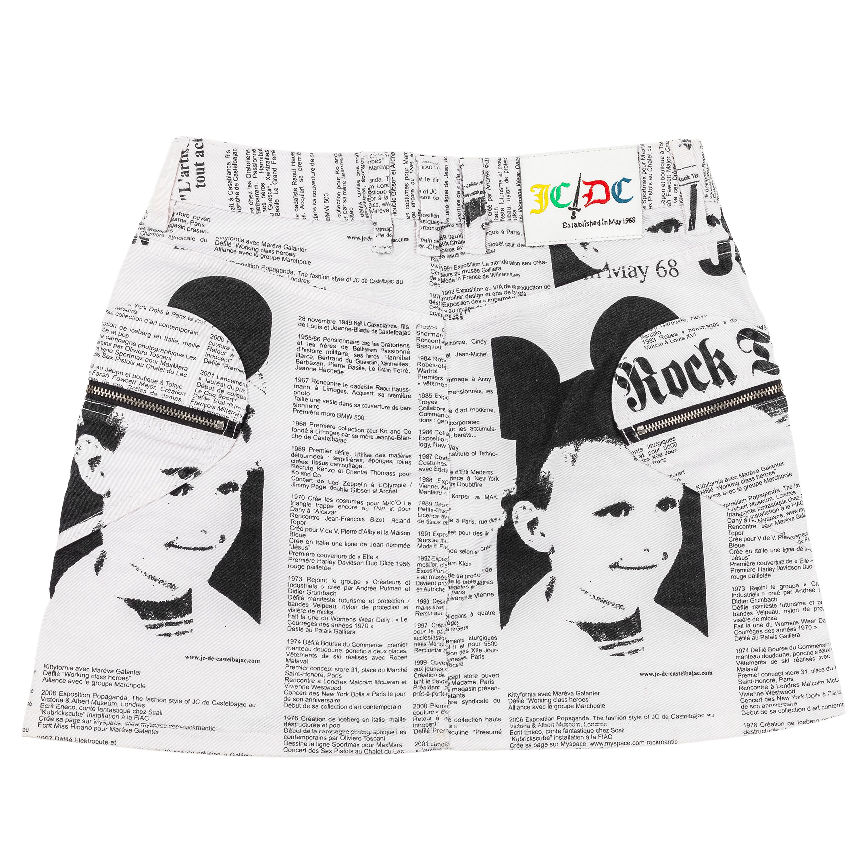 Rare JCDC by Jean Charles de Castelbajac Newspaper Print Mini Skirt White Black