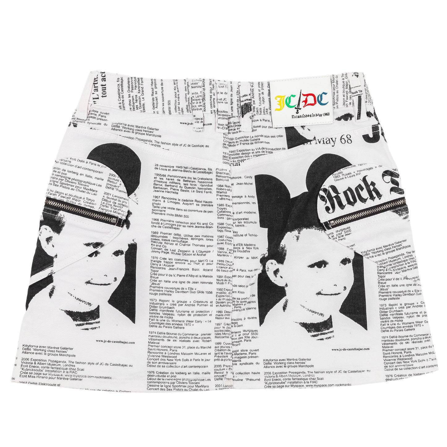 Rare JCDC by Jean Charles de Castelbajac Newspaper Print Mini Skirt White Black