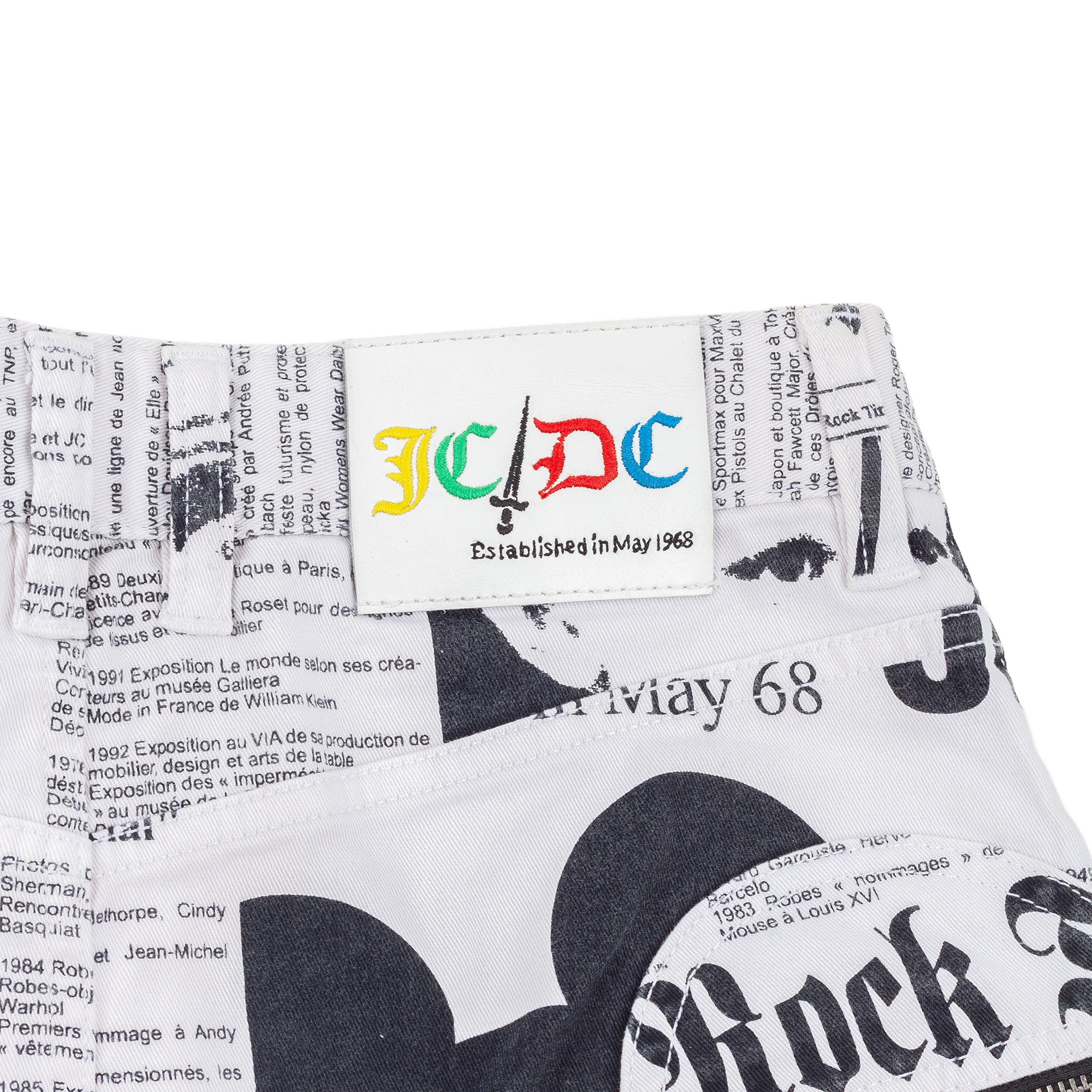 Rare JCDC by Jean Charles de Castelbajac Newspaper Print Mini Skirt White Black
