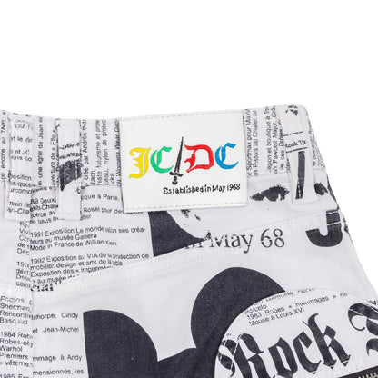 Rare JCDC by Jean Charles de Castelbajac Newspaper Print Mini Skirt White Black