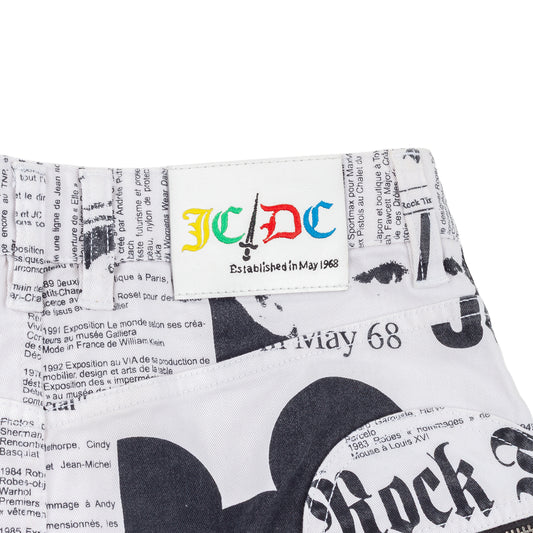 Rare JCDC by Jean Charles de Castelbajac Newspaper Print Mini Skirt White Black