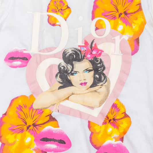 Christian Dior by John Galliano S/S 2005 "Dior Surf Chick" Hibiscus Pin-Up Sleeveless Tank Top