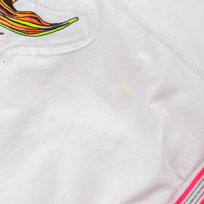 Just Cavalli White Short Sleeve Zip-Up Beachwear Hoodie with Dragon Print