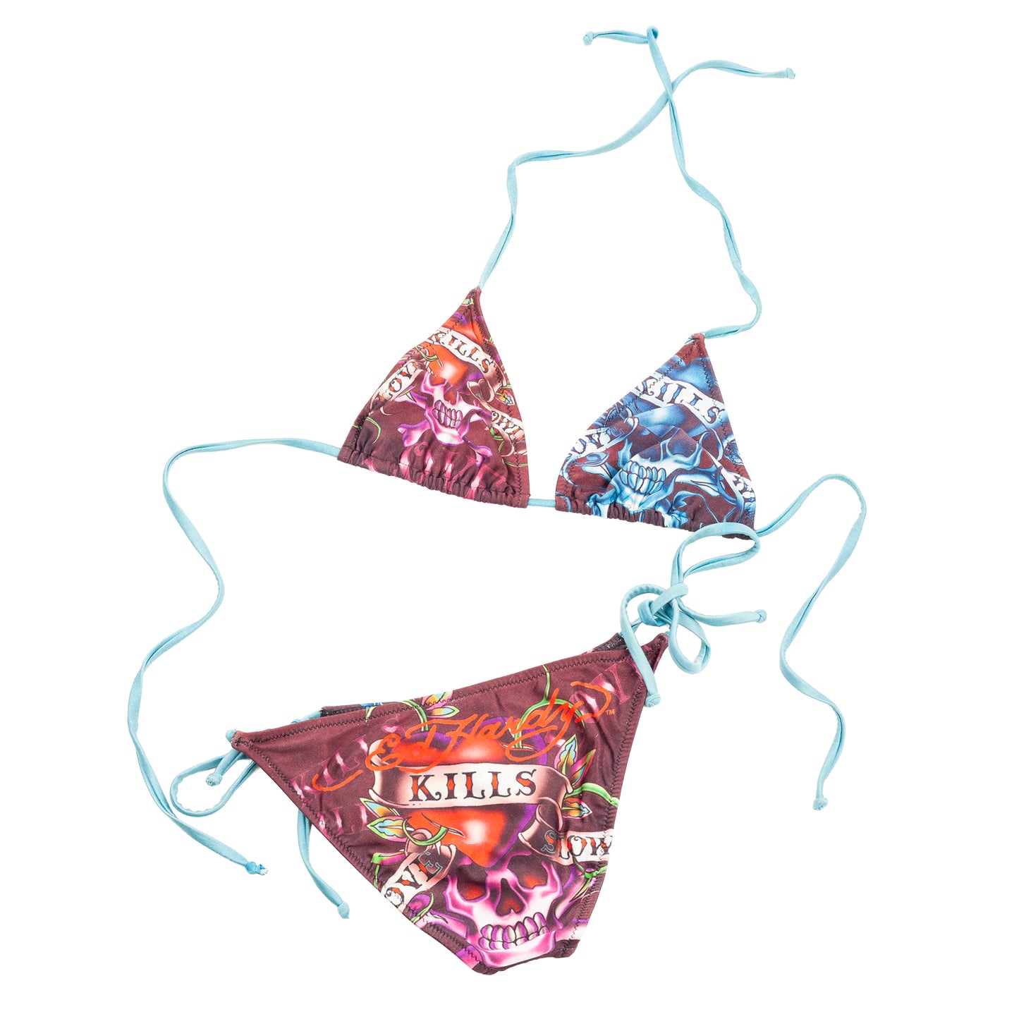 Ed Hardy by Christian Audigier "Love Kills Slowly" Skull String Bikini Set