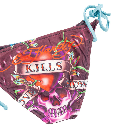 Ed Hardy by Christian Audigier "Love Kills Slowly" Skull String Bikini Set