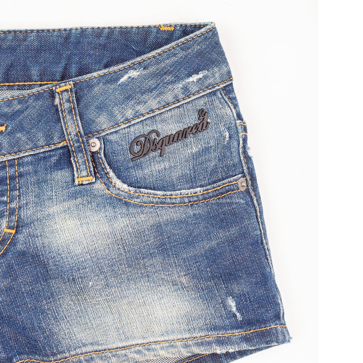 DSQUARED2 S/S 2012 Low Rise Distressed Denim Micro Shorts
