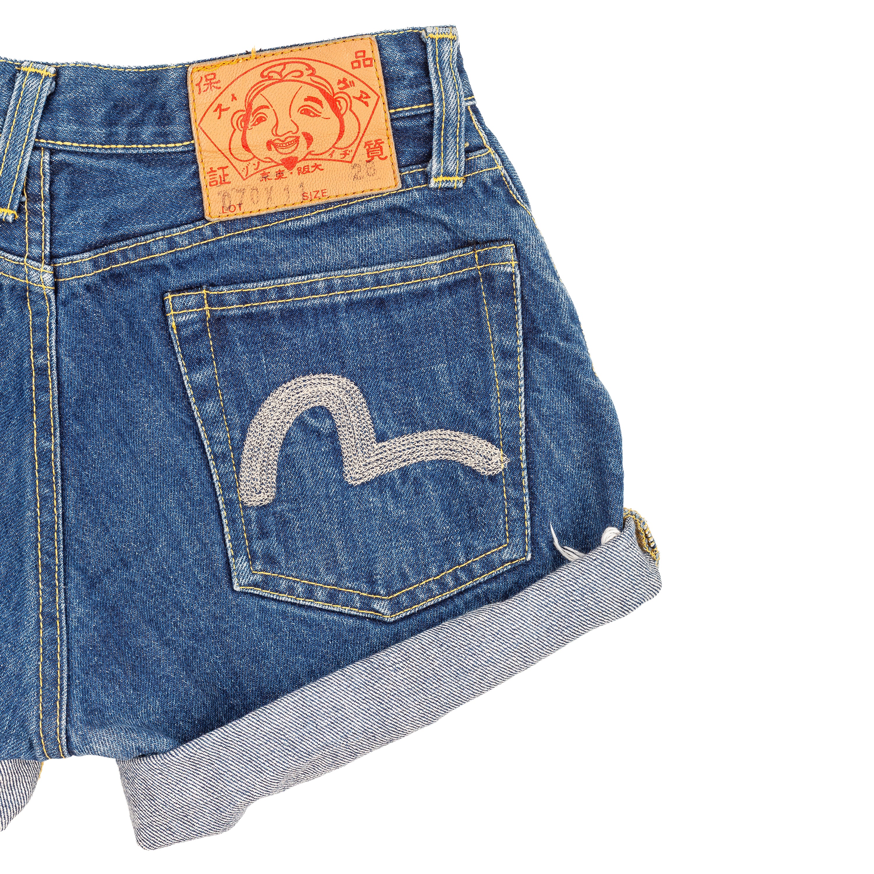 Evisu Custom Made Denim Cuffed Shorts