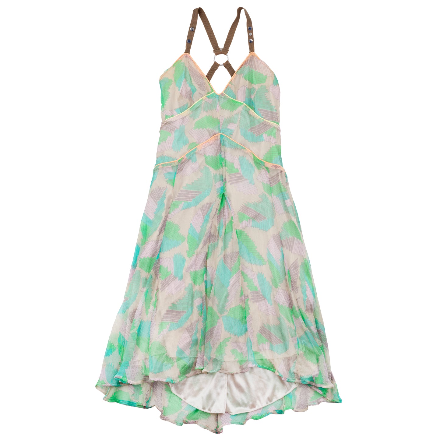 Diesel Silk Abstract Print Asymmetric Midi Dress