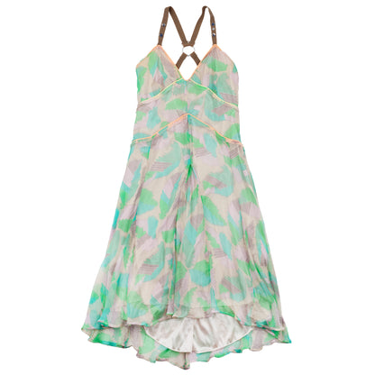 Diesel Silk Abstract Print Asymmetric Midi Dress