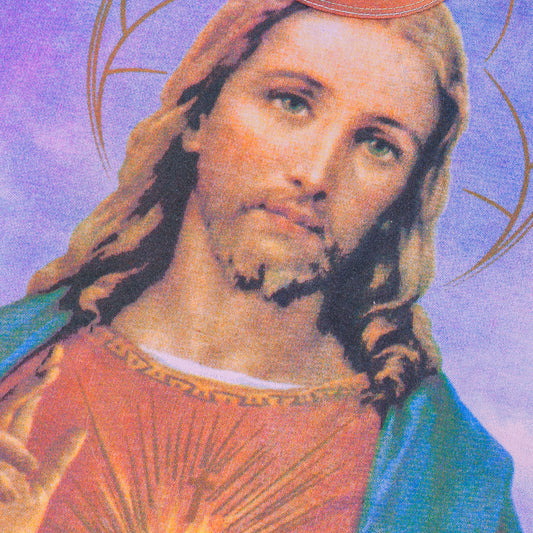 Space Blue Jesus Christ Print T-Shirt