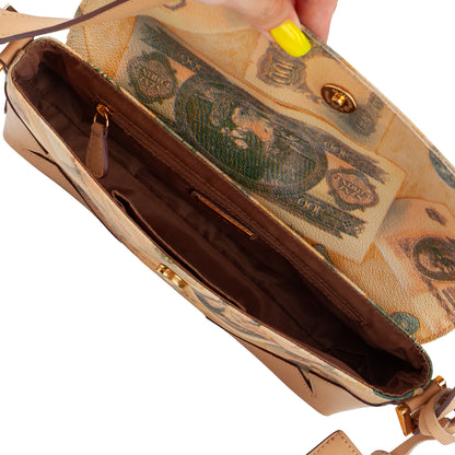 Roccobarocco Money Print Baguette Bag