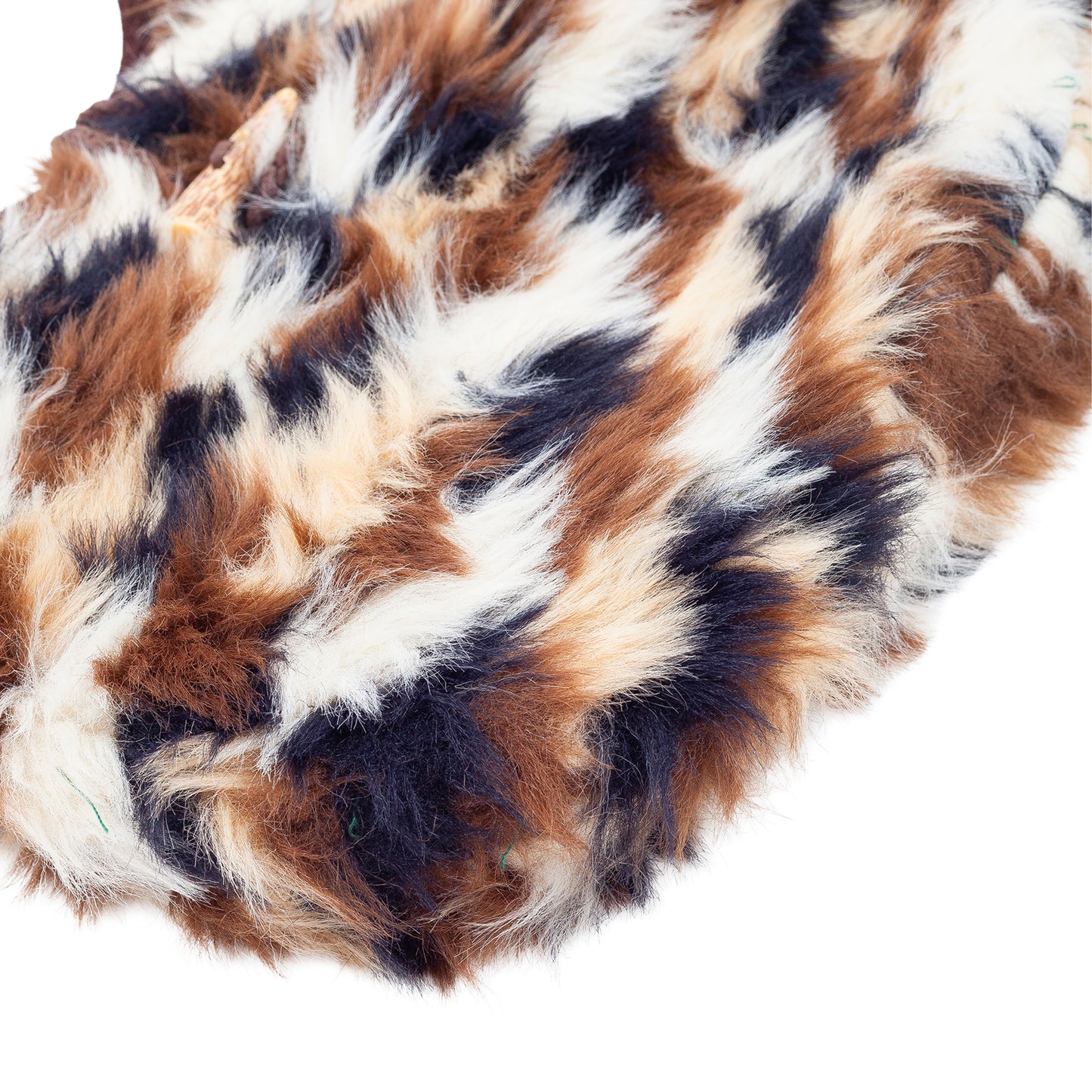 Vintage Faux Fur Balloon Shoulder Bag Wooden Handle