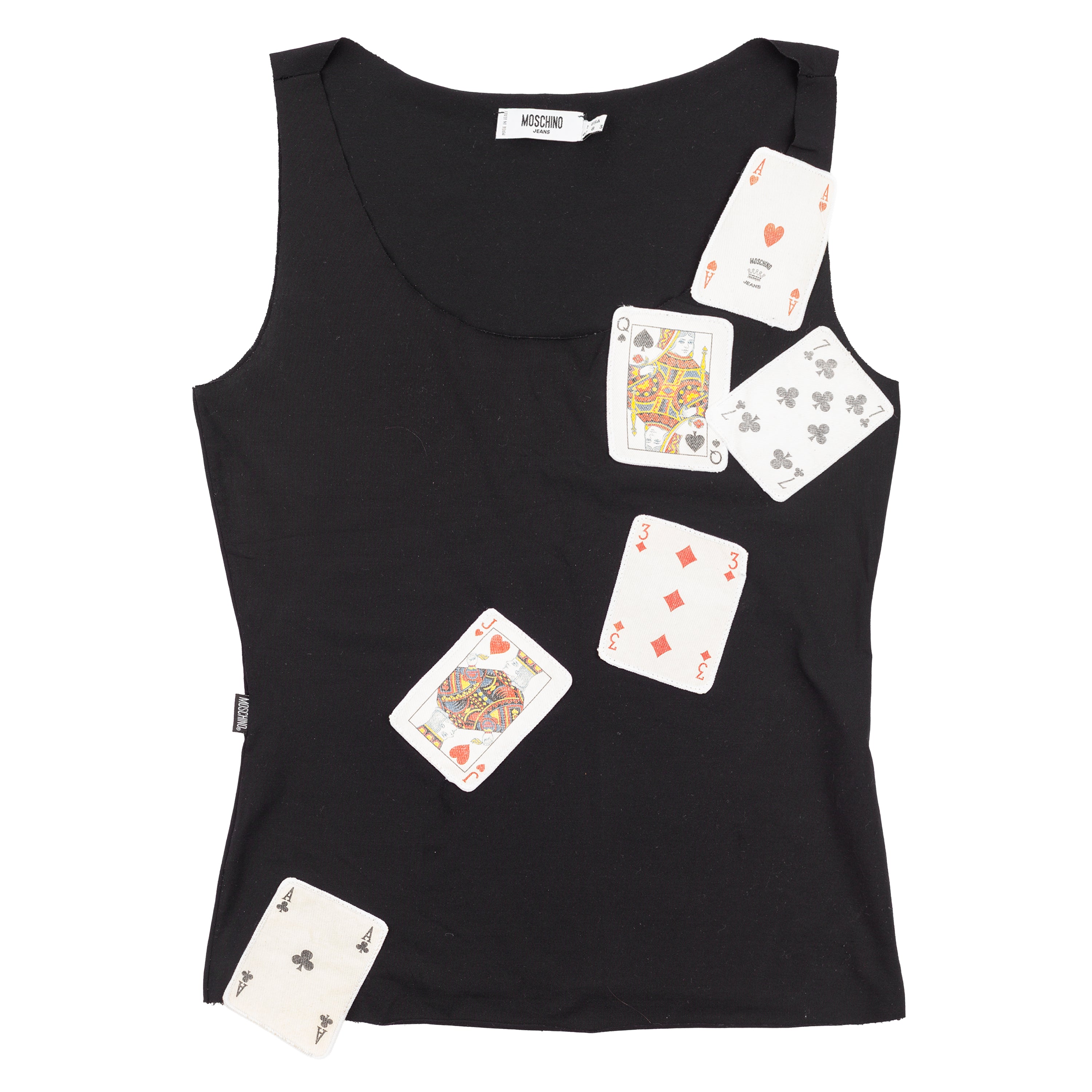 Rare Moschino Jeans Playing Cards Patch Tank Top Black