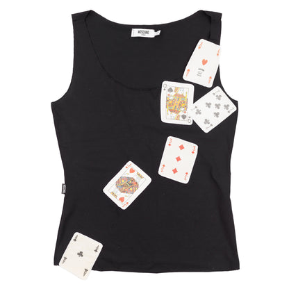 Rare Moschino Jeans Playing Cards Patch Tank Top Black