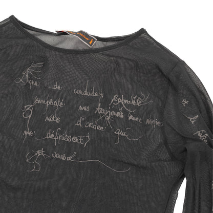 Cop Copine Black Layered Rib Knit & Mesh Cold Shoulder Sweater Top