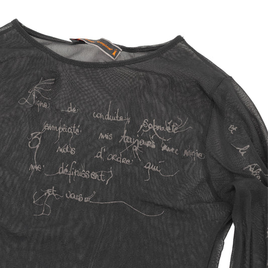 Cop Copine Black Layered Rib Knit & Mesh Cold Shoulder Sweater Top