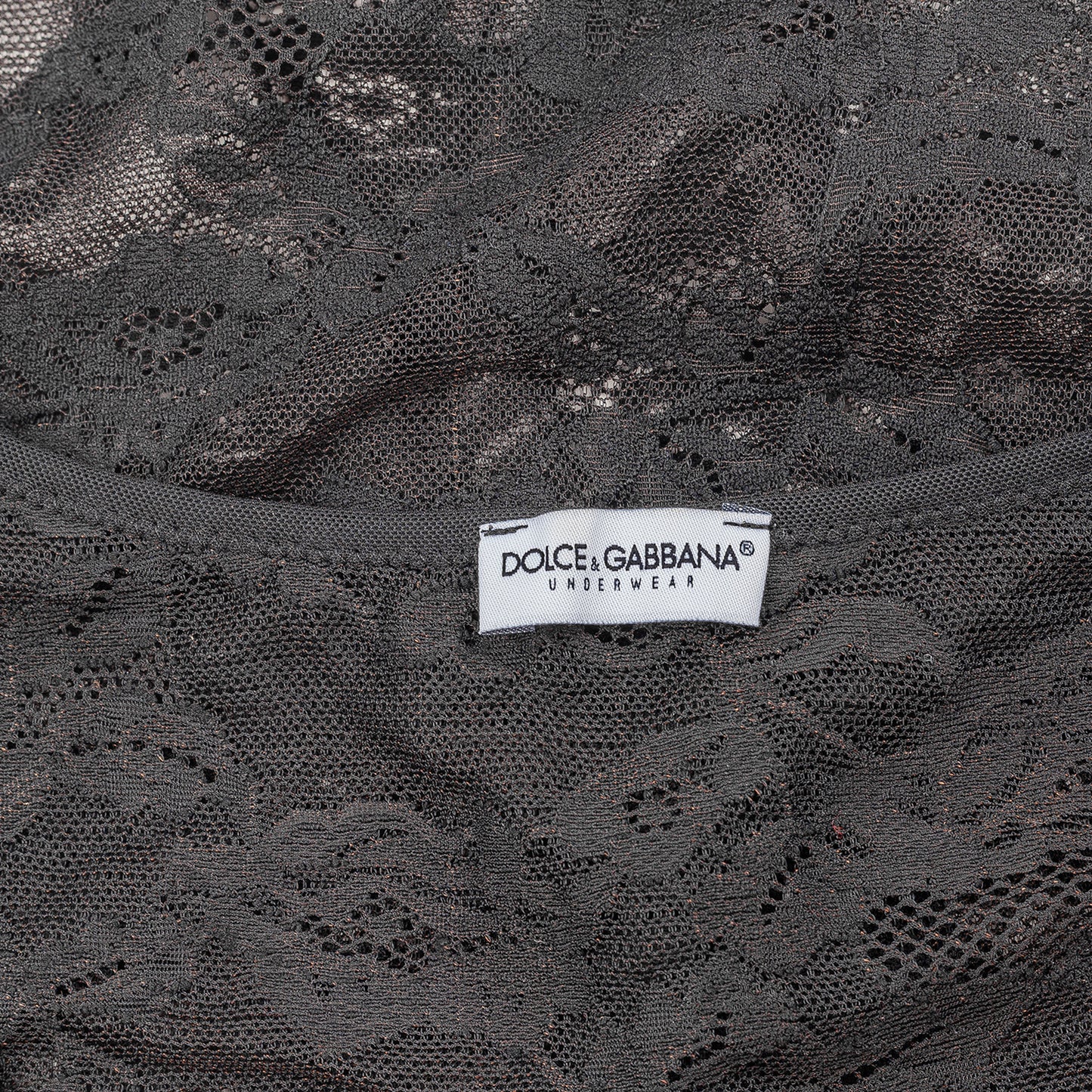 Dolce & Gabbana Black Floral Lace Sheer Logo Mesh Top