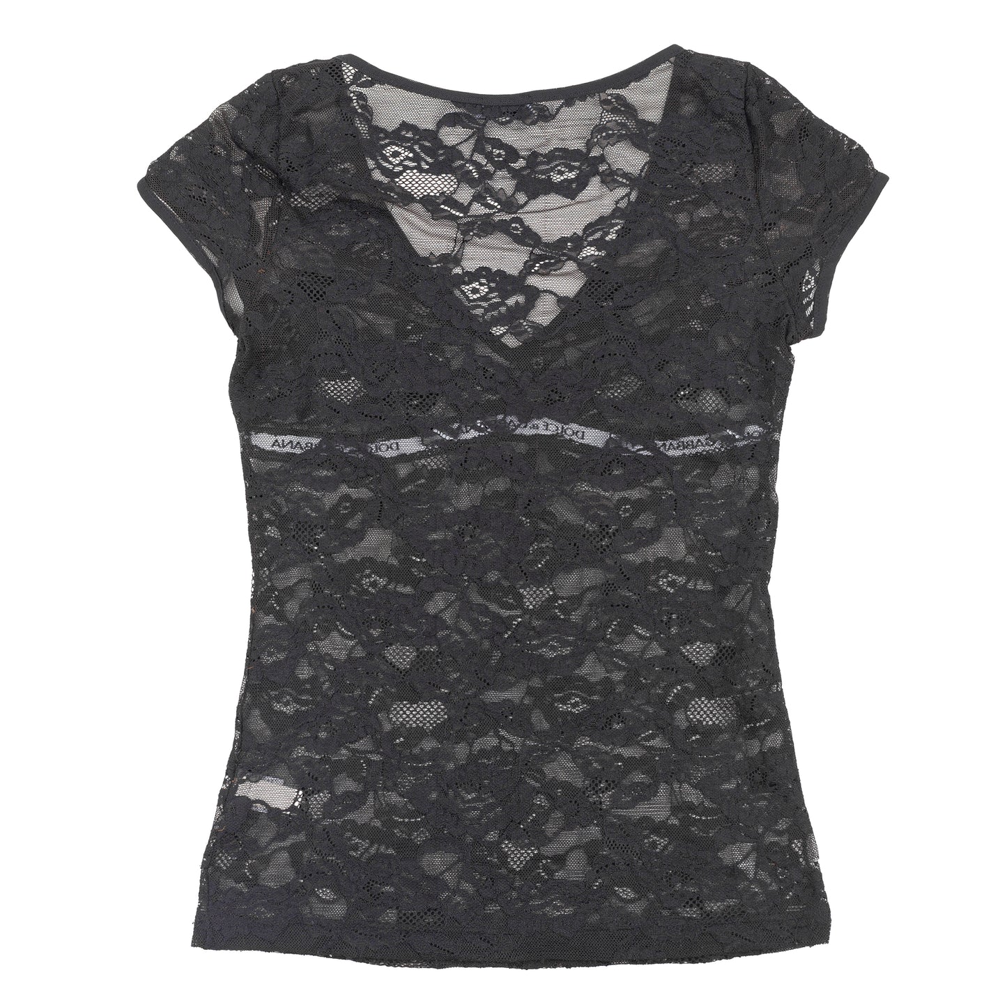 Dolce & Gabbana Black Floral Lace Sheer Logo Mesh Top