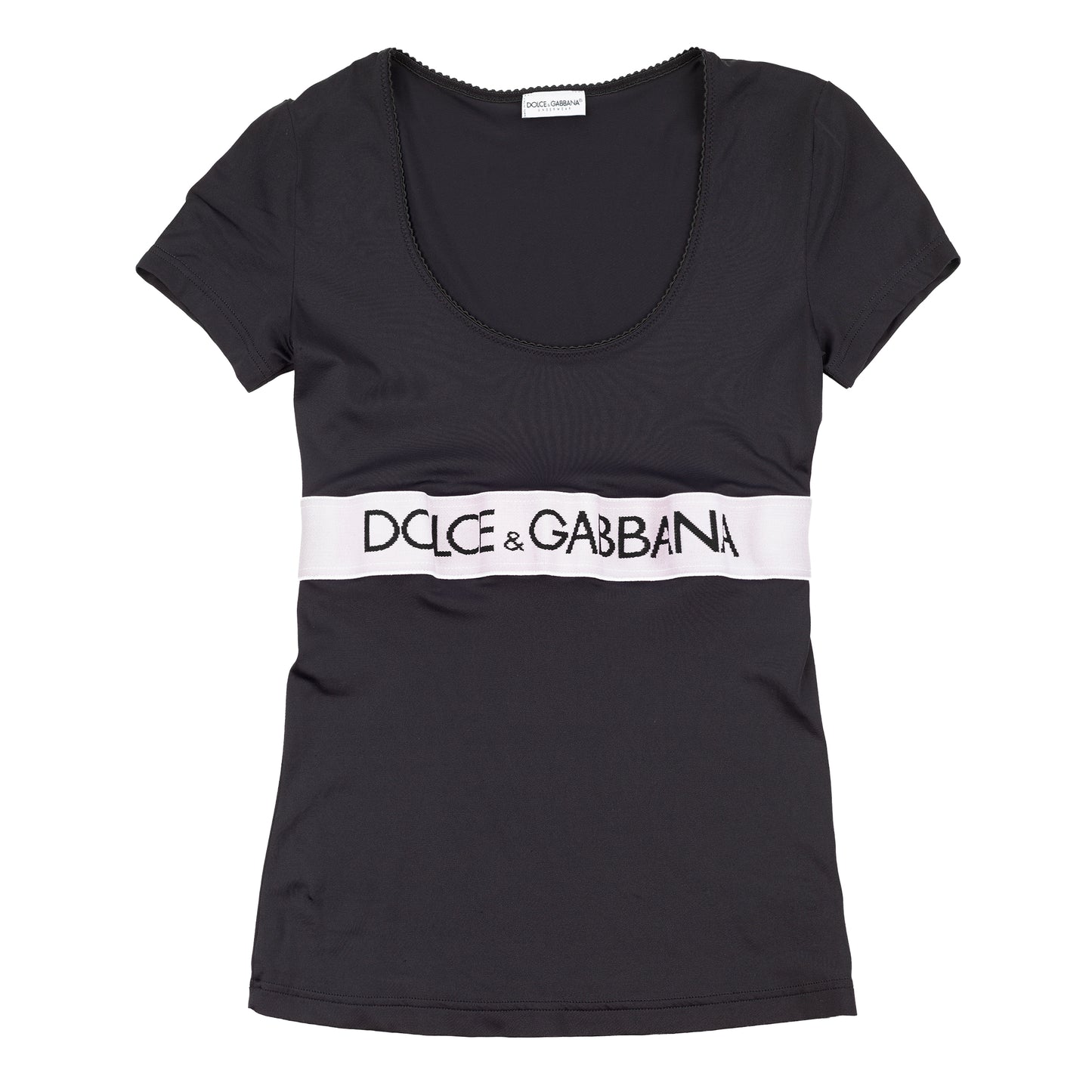 Dolce & Gabbana Black Logo Waist Stretch Top