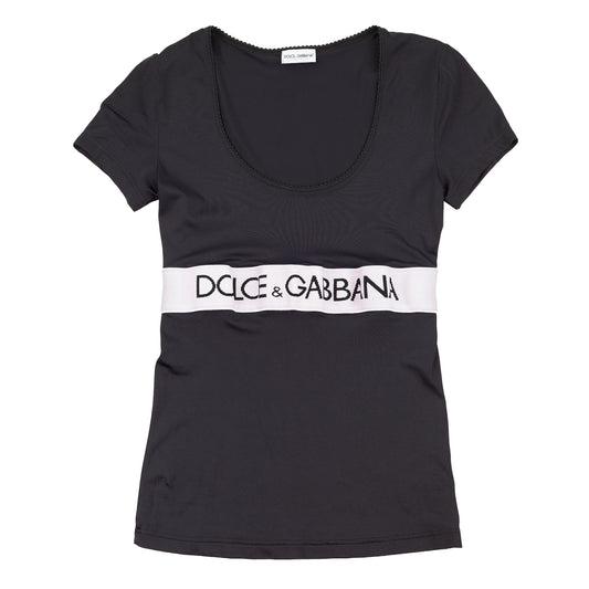 Dolce & Gabbana Black Logo Waist Stretch Top