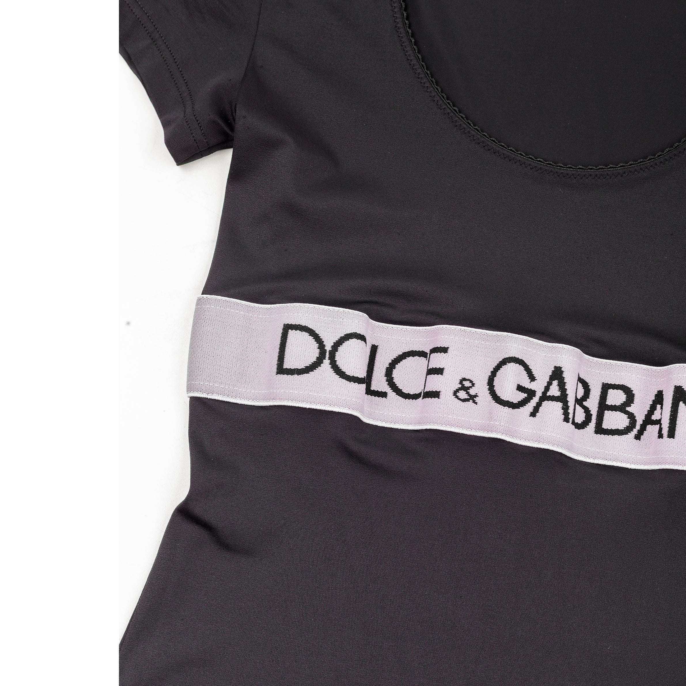 Dolce & Gabbana Black Logo Waist Stretch Top