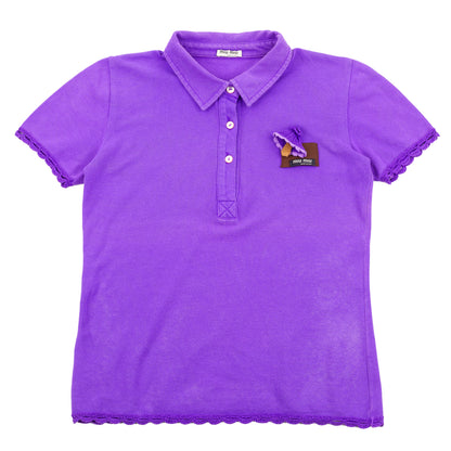 Miu Miu Purple Crochet Trim Mushroom Polo Shirt