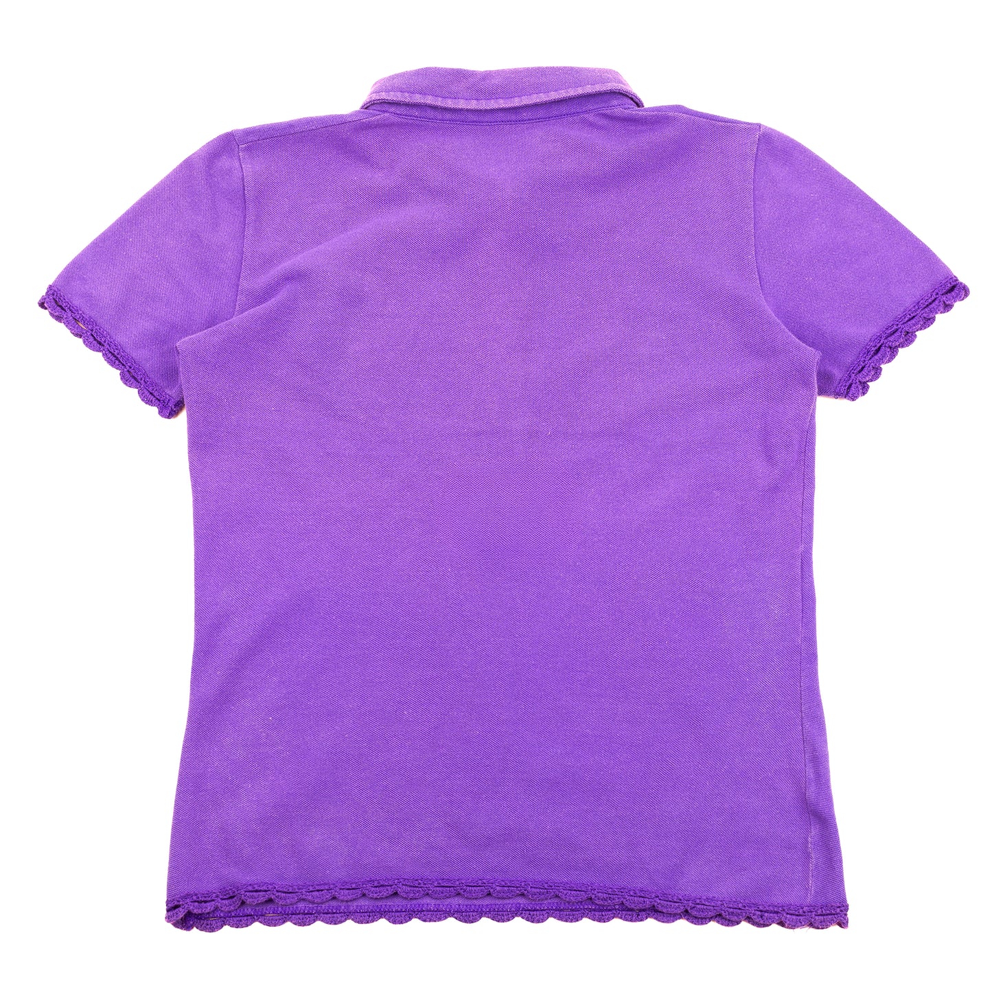 Miu Miu Purple Crochet Trim Mushroom Polo Shirt