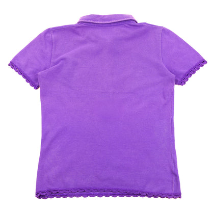 Miu Miu Purple Crochet Trim Mushroom Polo Shirt
