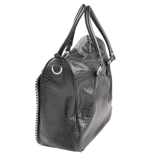 Miss Sixty Black Croc-Effect Frame Zip Handbag