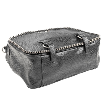 Miss Sixty Black Croc-Effect Frame Zip Handbag