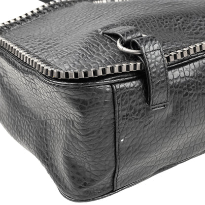 Miss Sixty Black Croc-Effect Frame Zip Handbag