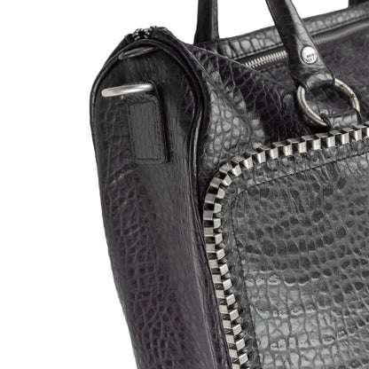 Miss Sixty Black Croc-Effect Frame Zip Handbag