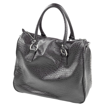 Miss Sixty Black Croc-Effect Frame Zip Handbag