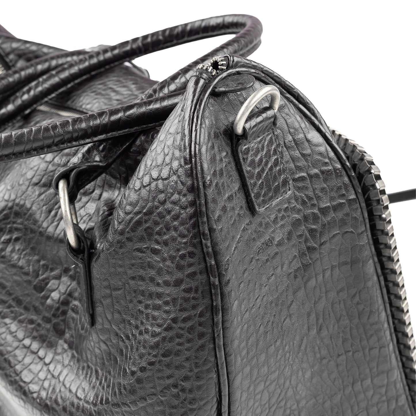 Miss Sixty Black Croc-Effect Frame Zip Handbag
