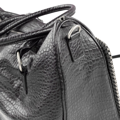 Miss Sixty Black Croc-Effect Frame Zip Handbag