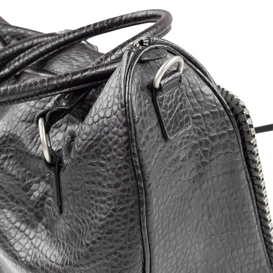 Miss Sixty Black Croc-Effect Frame Zip Handbag
